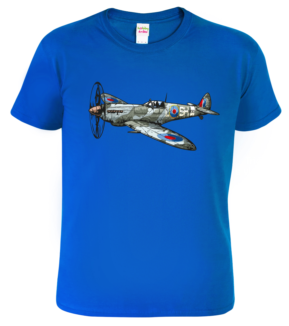 Pánské tričko s letadlem - Spitfire Barva: Královská modrá (05), Velikost: XL