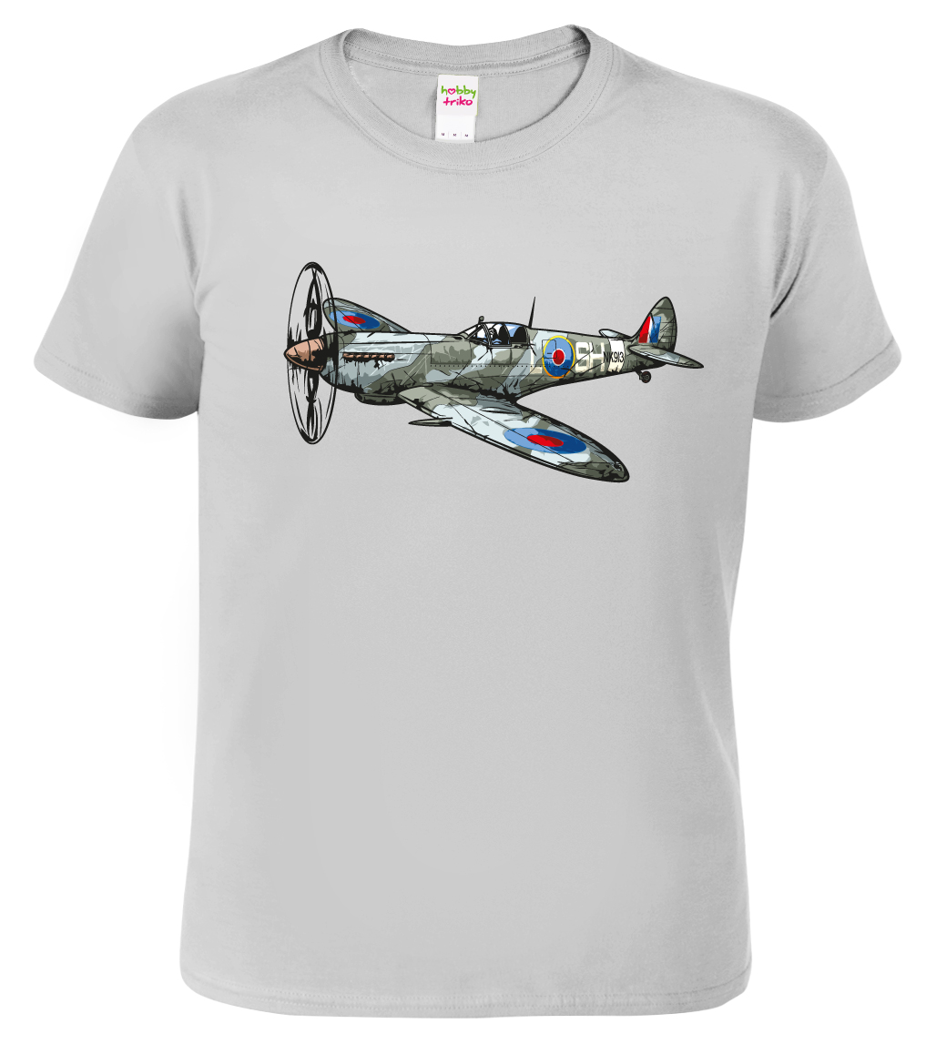 Pánské tričko s letadlem - Spitfire Barva: Šedá - žíhaná (Sport Grey), Velikost: M