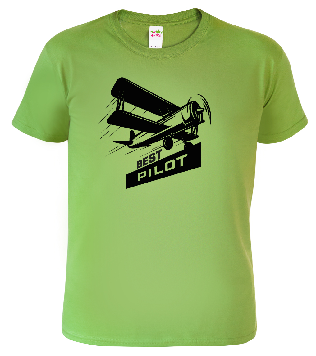 Pánské tričko s letadlem - Best Pilot Barva: Apple Green (92), Velikost: M