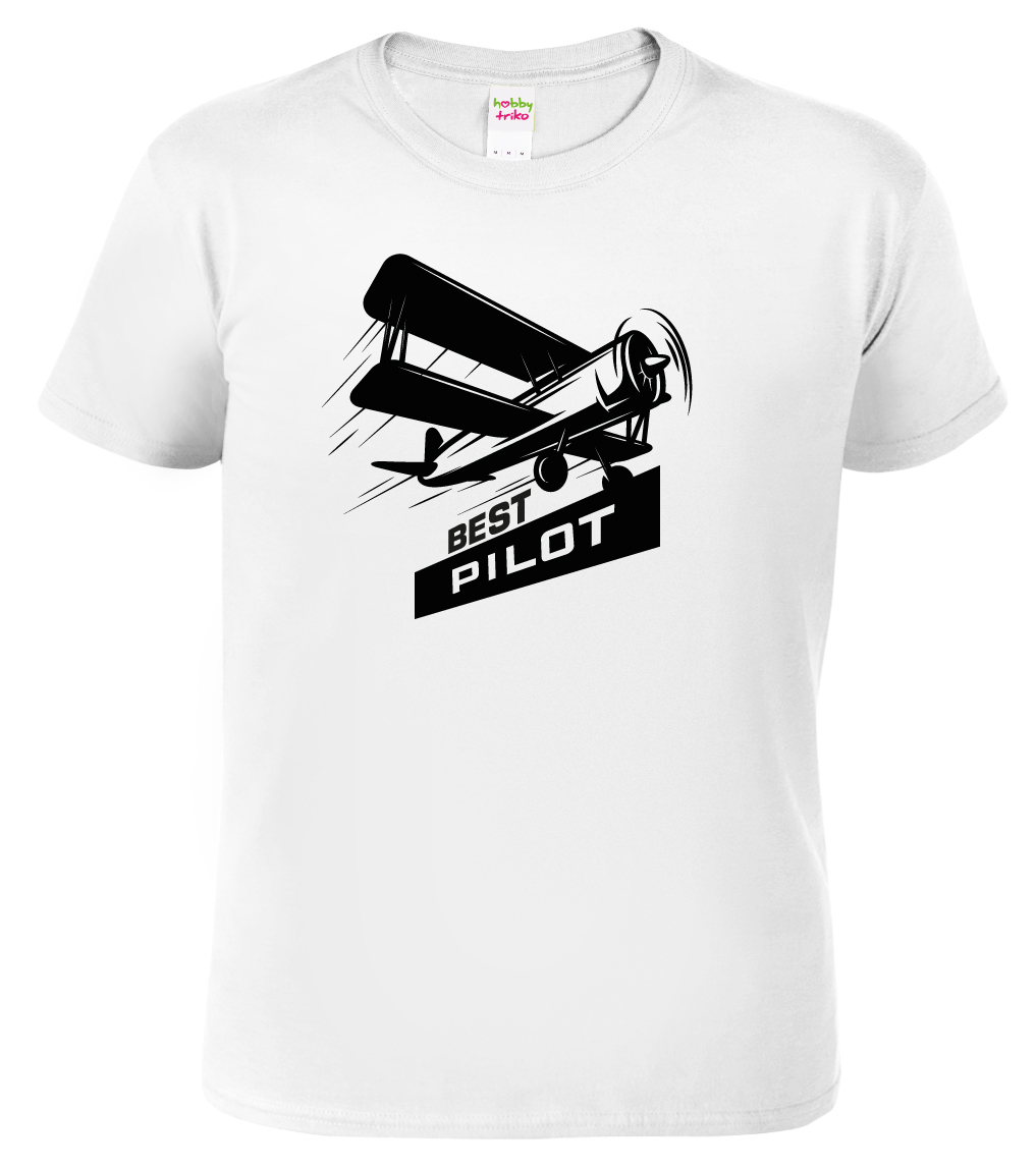 Pánské tričko s letadlem - Best Pilot Barva: Bílá, Velikost: M