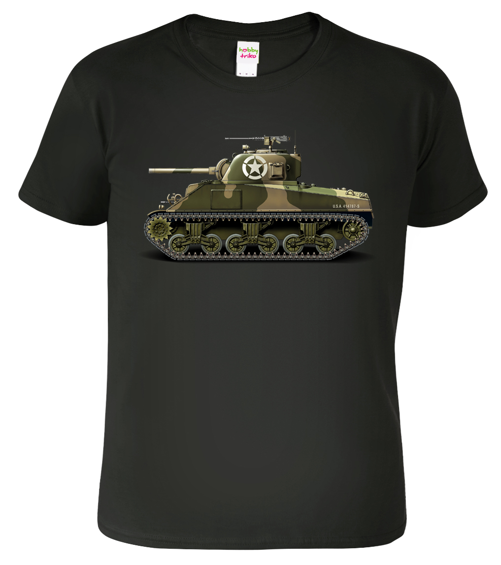 Army tričko s tankem - Sherman Barva: Černá (01), Velikost: M