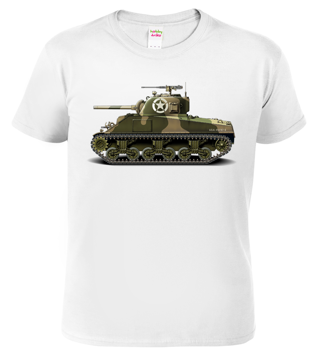 Army tričko s tankem - Sherman Barva: Bílá, Velikost: M