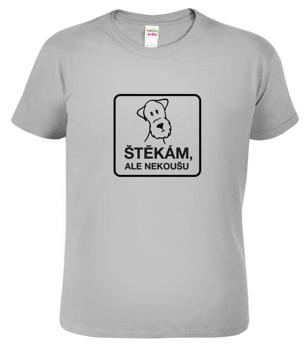 Pánské tričko se psem - Štěkám, ale nekoušu Barva: Šedá - žíhaná (Sport Grey), Velikost: XL