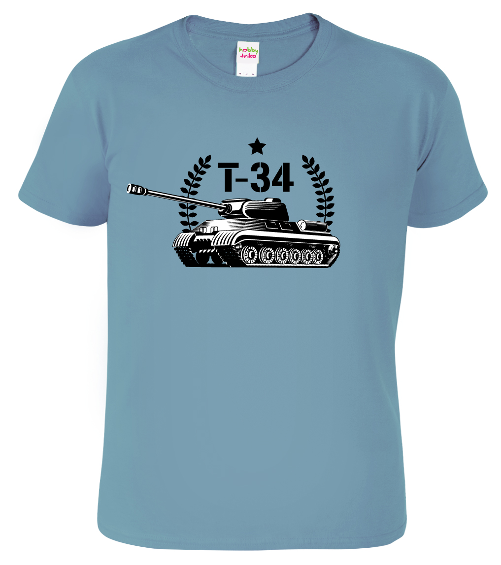 Army tričko - Tank T-34 Barva: Bledě modrá (Stone Blue), Velikost: M