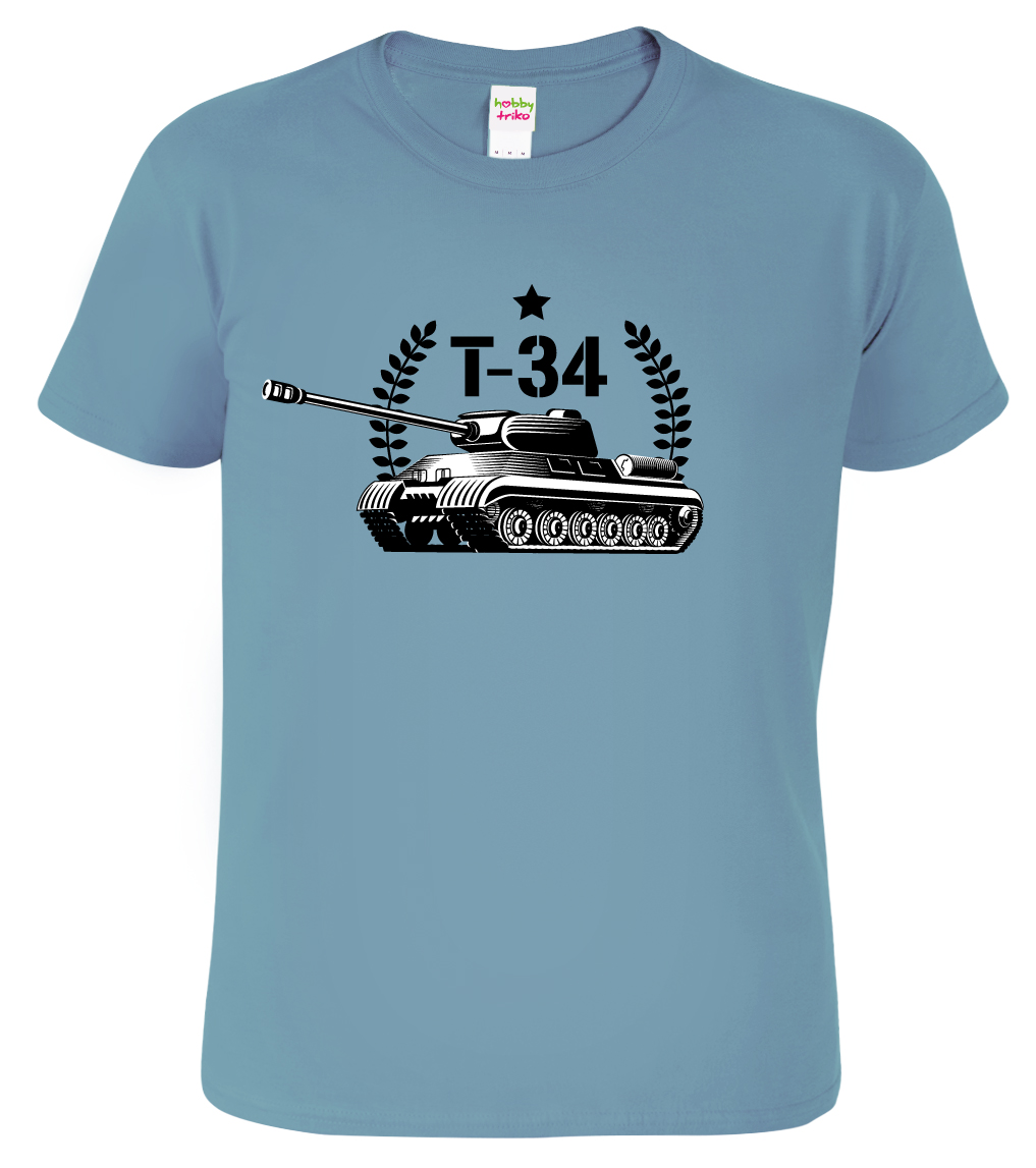 Army tričko - Tank T-34 Barva: Bledě modrá (Stone Blue), Velikost: S