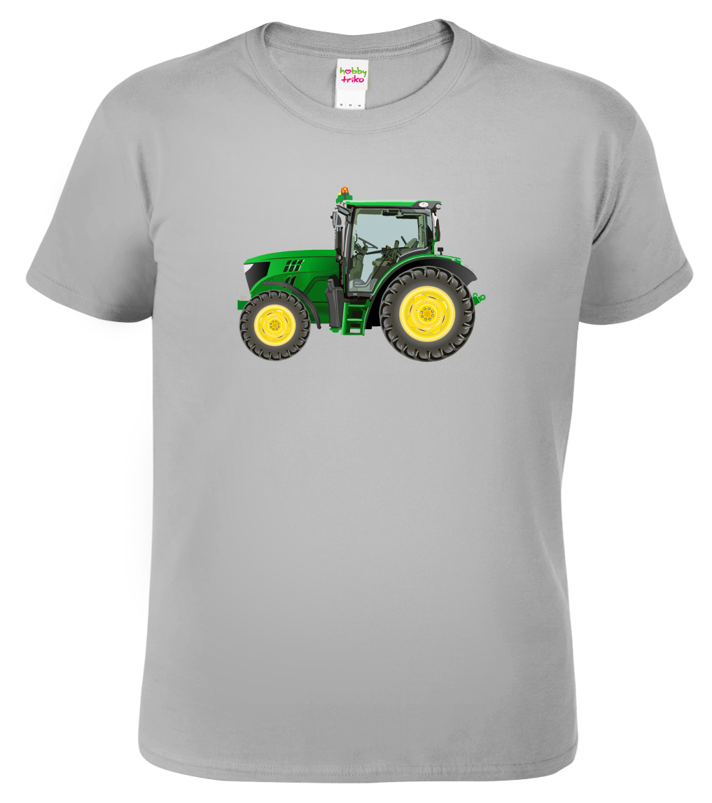 Pánské tričko s traktorem - Green Tractor Barva: Šedá - žíhaná (Sport Grey), Velikost: L
