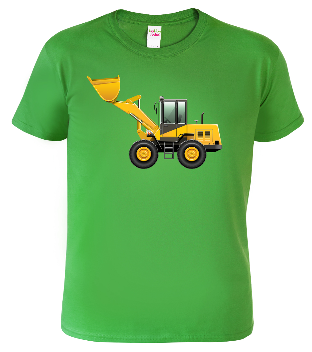 Dětské chlapecké tričko s Bagrem - Nakladač Barva: Středně zelená (16), Velikost: 6 let / 122 cm