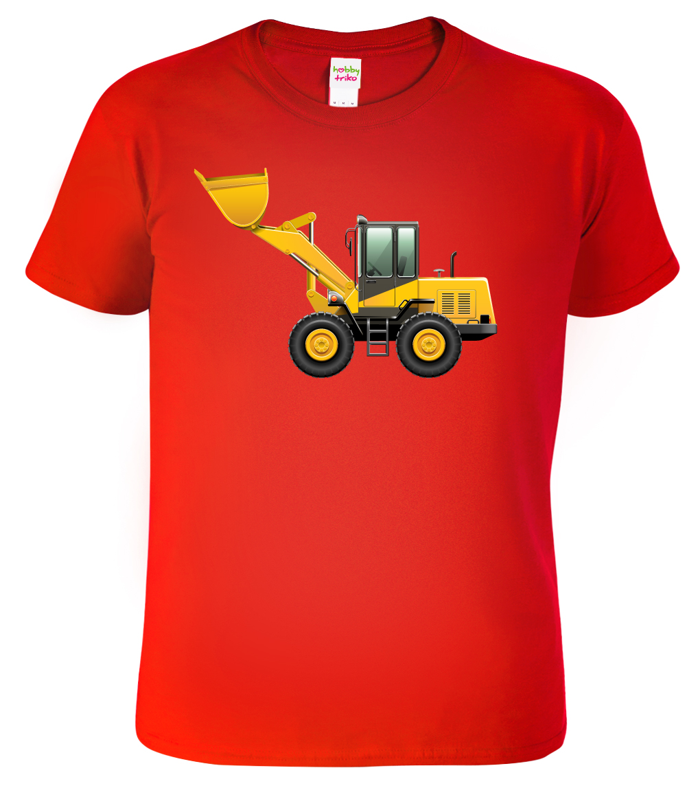 Dětské chlapecké tričko s Bagrem - Nakladač Barva: Červená (07), Velikost: 10 let / 146 cm