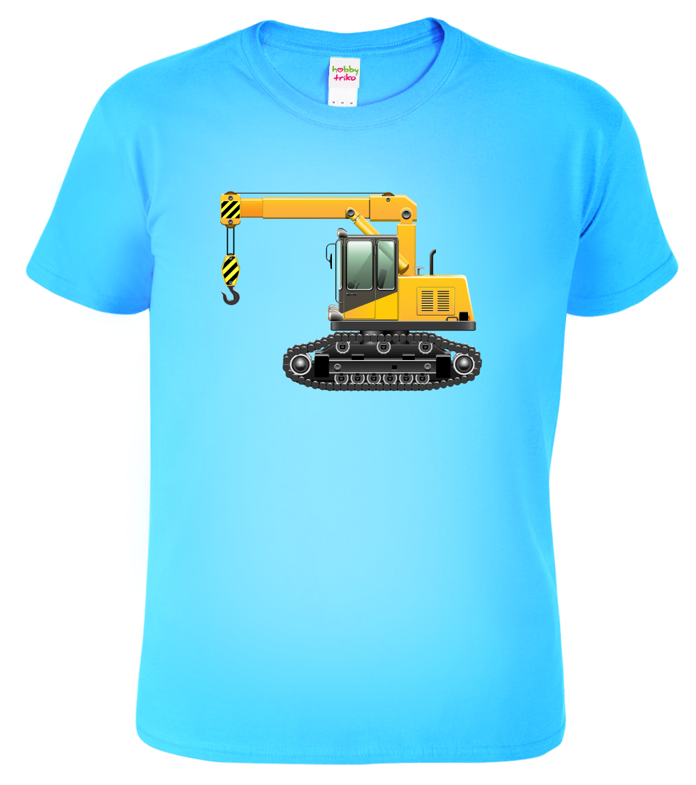 Dětské chlapecké tričko s bagrem - Jeřáb Barva: Nebesky modrá (15), Velikost: 6 let / 122 cm