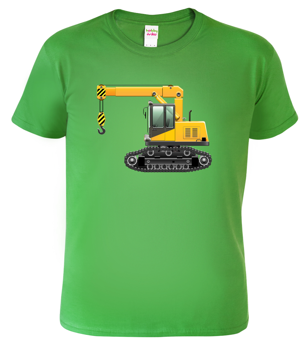 Dětské chlapecké tričko s bagrem - Jeřáb Barva: Středně zelená (16), Velikost: 10 let / 146 cm