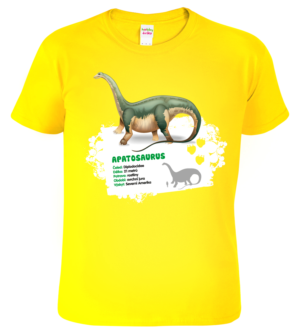 Dětské tričko s dinosaurem - Apatosaurus Barva: Žlutá (04), Velikost: 4 roky / 110 cm