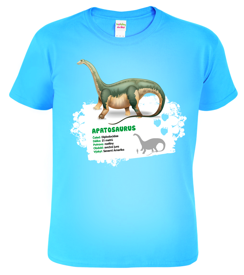 Dětské tričko s dinosaurem - Apatosaurus Barva: Nebesky modrá (15), Velikost: 8 let / 134 cm