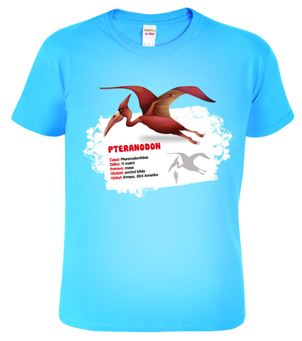 Dětské tričko s dinosaurem - Pteranodon Barva: Nebesky modrá (15), Velikost: 4 roky / 110 cm
