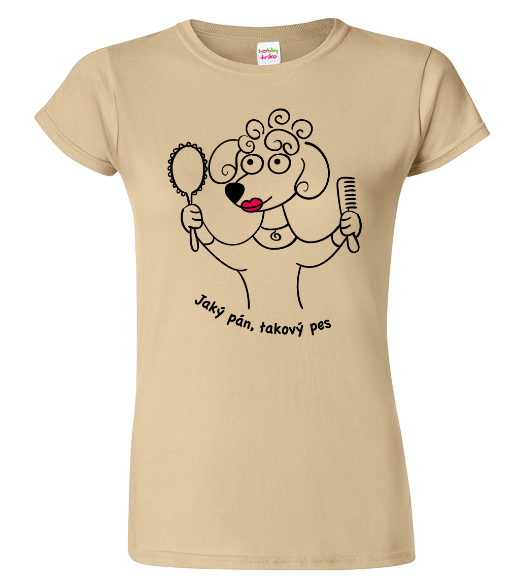 Dámské tričko se psem - Fintilka Barva: Béžová (51), Velikost: XL