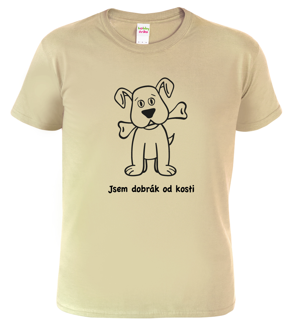 Pánské tričko se psem - Jsem dobrák od kosti Barva: Béžová (51), Velikost: L