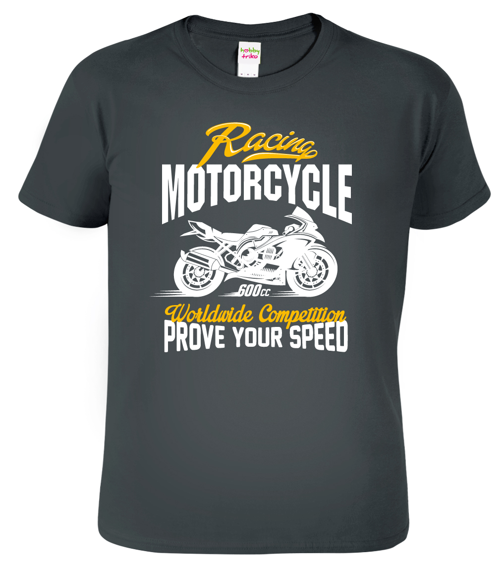 Pánské tričko pro motorkáře - Racing motorcycle Barva: Tmavá břidlice (67), Velikost: L