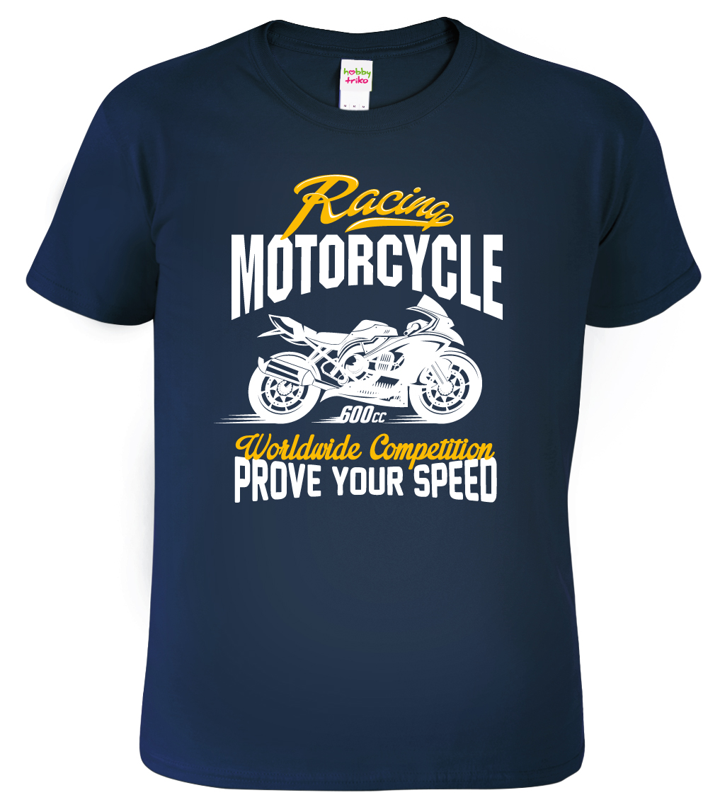 Pánské tričko pro motorkáře - Racing motorcycle Barva: Námořní modrá (02), Velikost: L