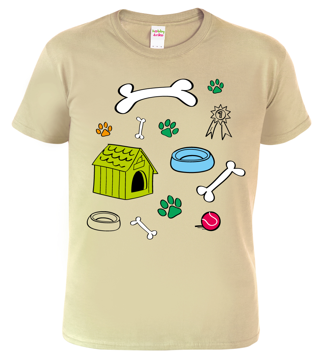 Pánské tričko pro pejskaře - Pejskařský motiv Barva: Béžová (51), Velikost: S