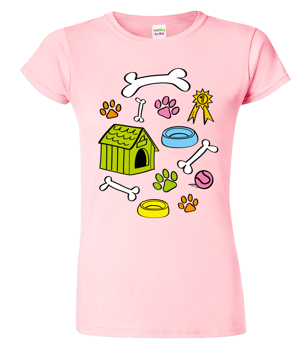 Dámské tričko pro pejskaře - Pejskařský motiv Barva: Růžová (30), Velikost: M