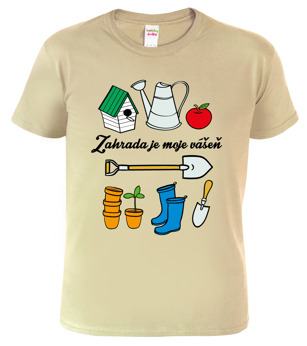 Pánské tričko pro zahrádkáře - Zahradní nářadí Barva: Béžová (51), Velikost: M