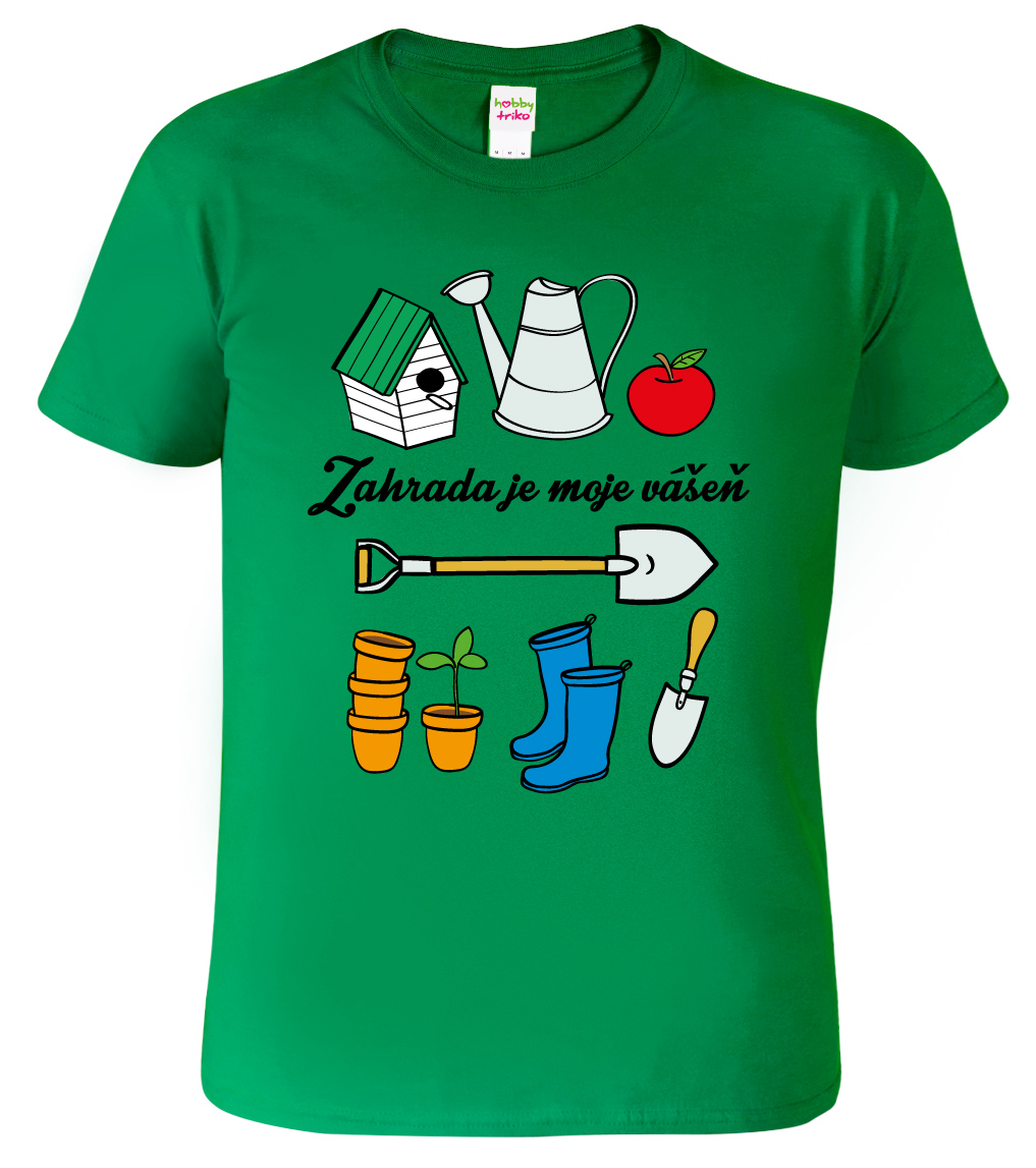 Pánské tričko pro zahrádkáře - Zahradní nářadí Barva: Středně zelená (16), Velikost: S