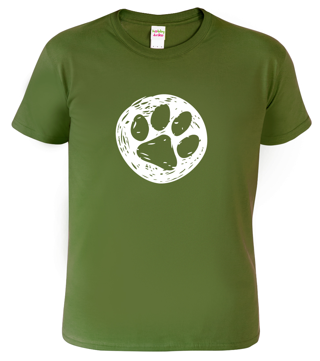 Pánské tričko pro pejskaře - Psí ťapka Barva: Vojenská zelená (Military Green), Velikost: XL