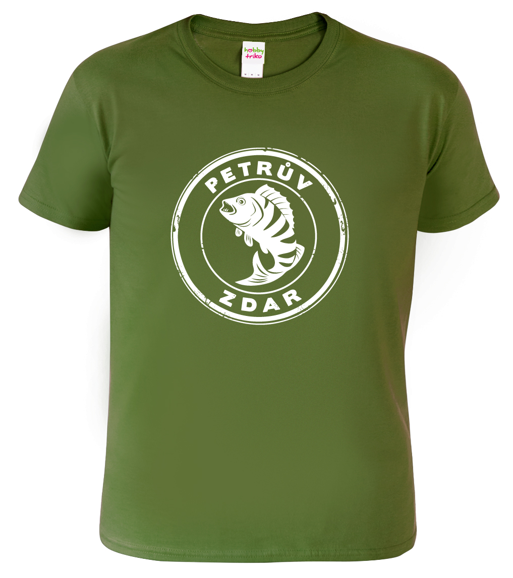 Pánské rybářské tričko - Petrův zdar Barva: Vojenská zelená (Military Green), Velikost: S
