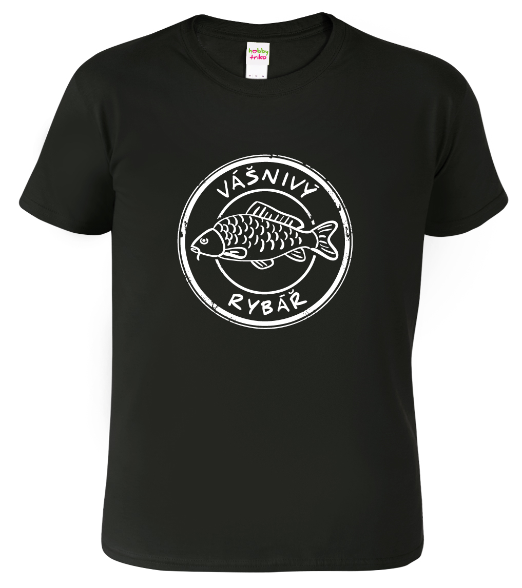 Pánské rybářské tričko - Vášnivý rybář Barva: Černá (01), Velikost: M