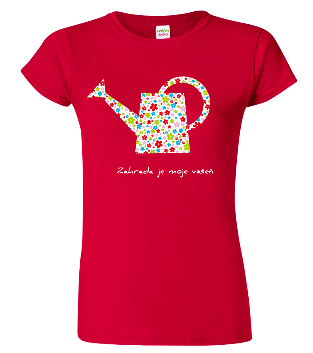 Dámské tričko pro zahrádkáře - Konvička Barva: Červená (07), Velikost: L