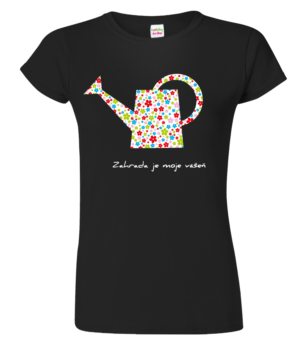 Dámské tričko pro zahrádkáře - Konvička Barva: Černá (01), Velikost: S