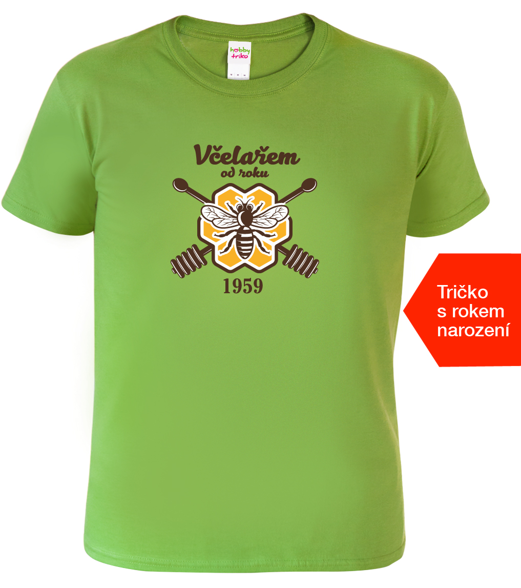 Pánské tričko pro včelaře k narozeninám - Včelařem od roku Barva: Apple Green (92), Velikost: S