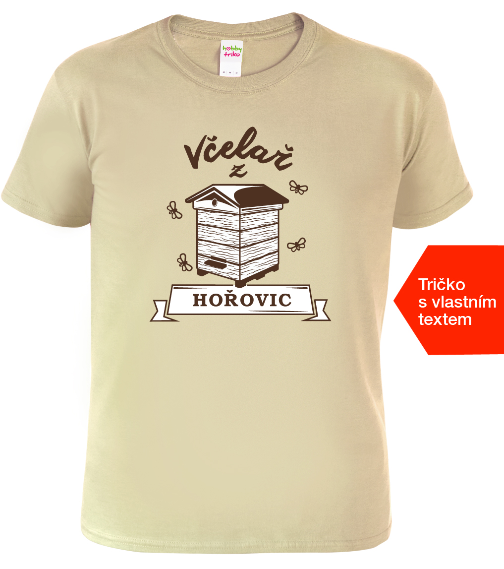 Pánské tričko pro včelaře - Včelař z Barva: Béžová (51), Velikost: L