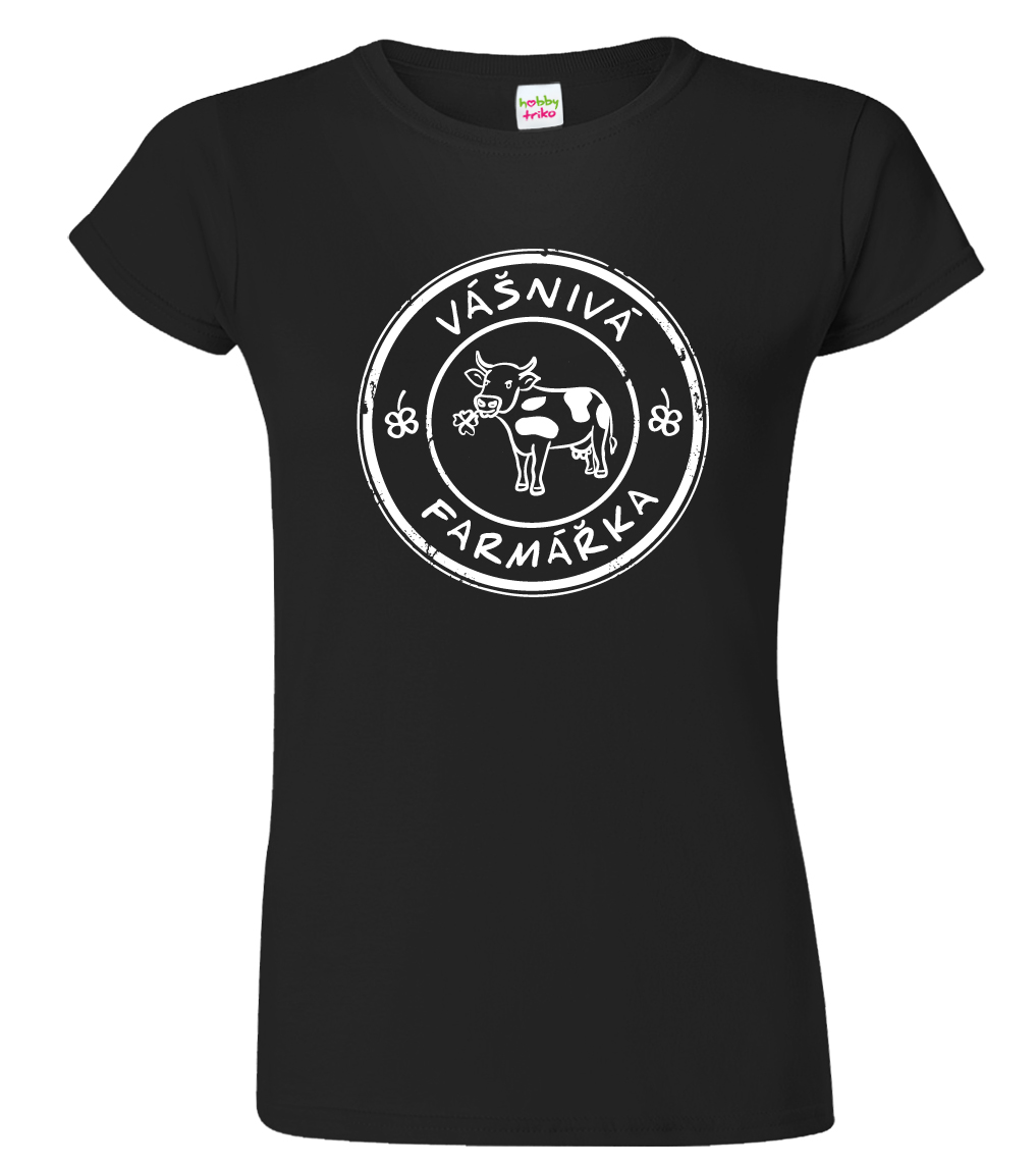 Dámské tričko pro zemědělce - Vášnivá farmářka Barva: Černá (Black), Velikost: 3XL