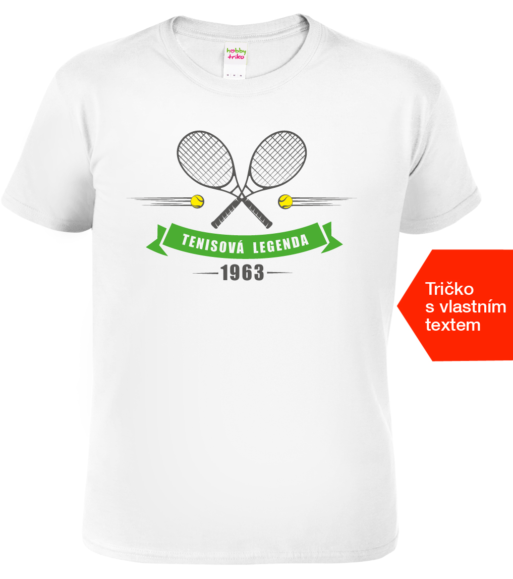 Pánské tenisové tričko k narozeninám - Tenisová legenda Barva: Bílá, Velikost: M