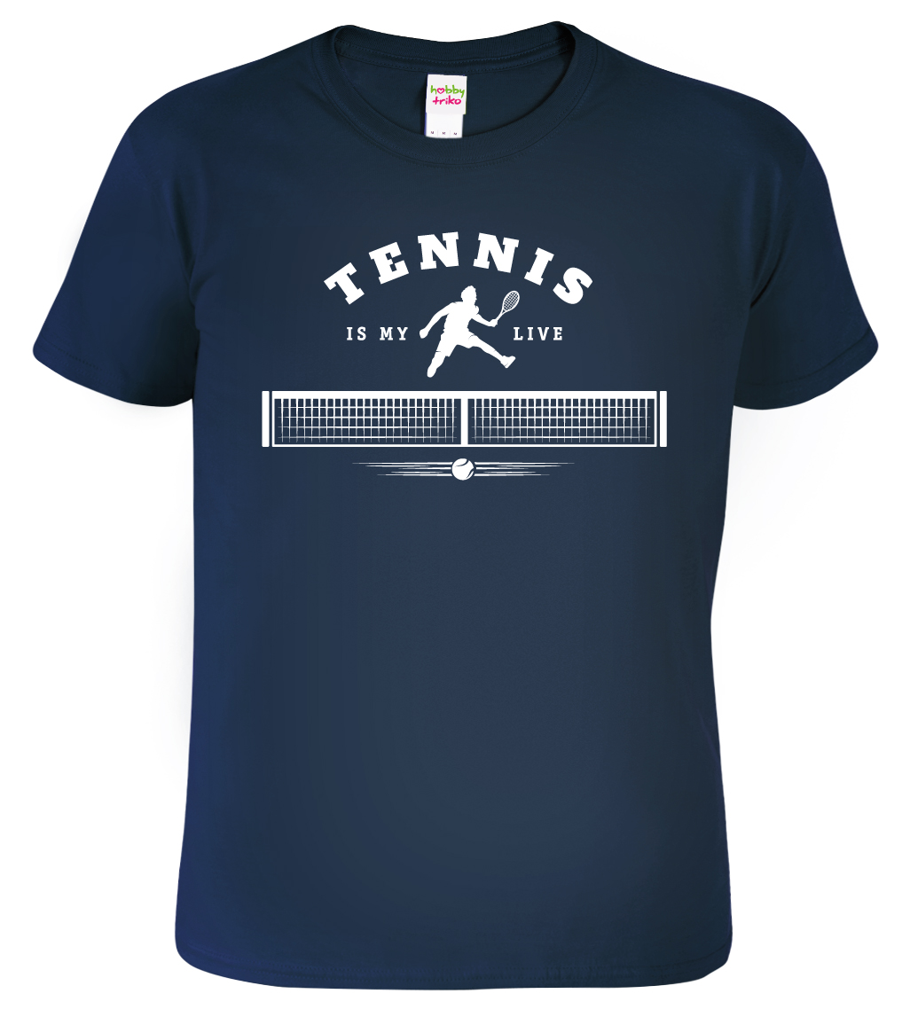 Pánské tenisové tričko - Tennis is my Live Barva: Námořní modrá (02), Velikost: XL