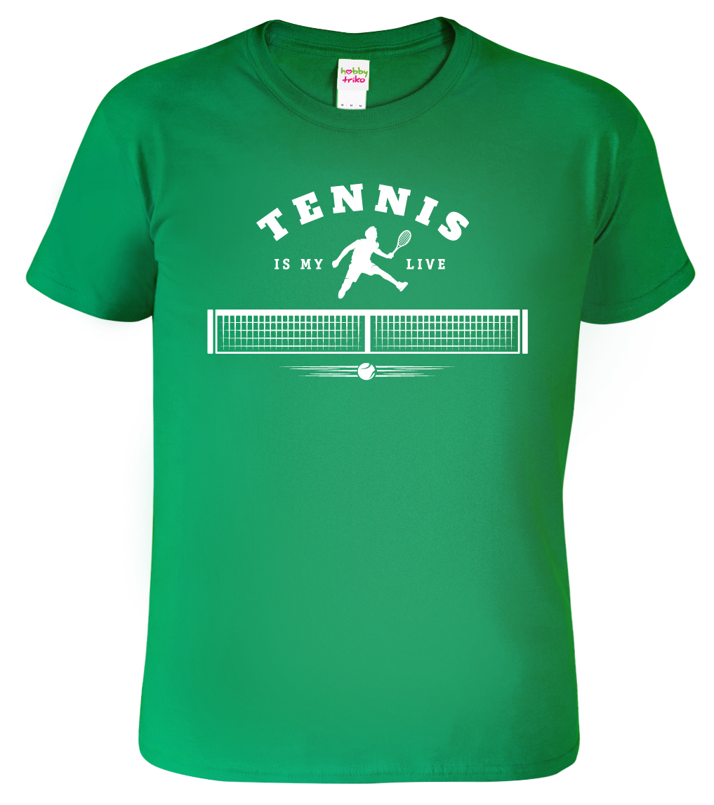 Pánské tenisové tričko - Tennis is my Live Barva: Středně zelená (16), Velikost: M