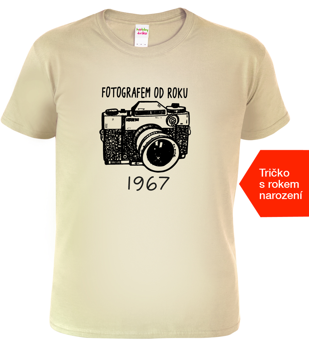 Pánské tričko pro fotografa k narozeninám - Fotografem od roku Barva: Béžová (51), Velikost: M
