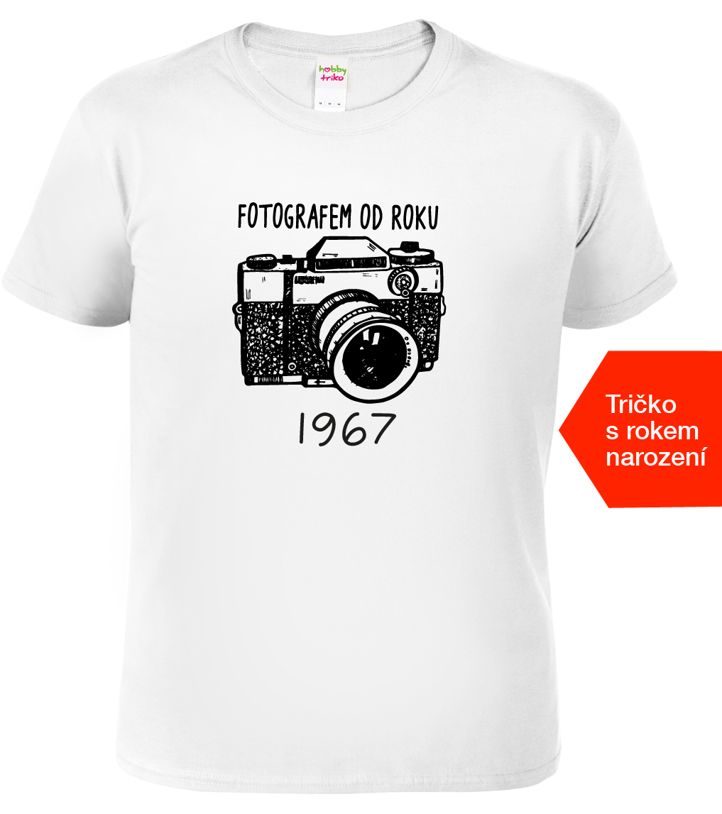 Pánské tričko pro fotografa k narozeninám - Fotografem od roku Barva: Bílá, Velikost: M