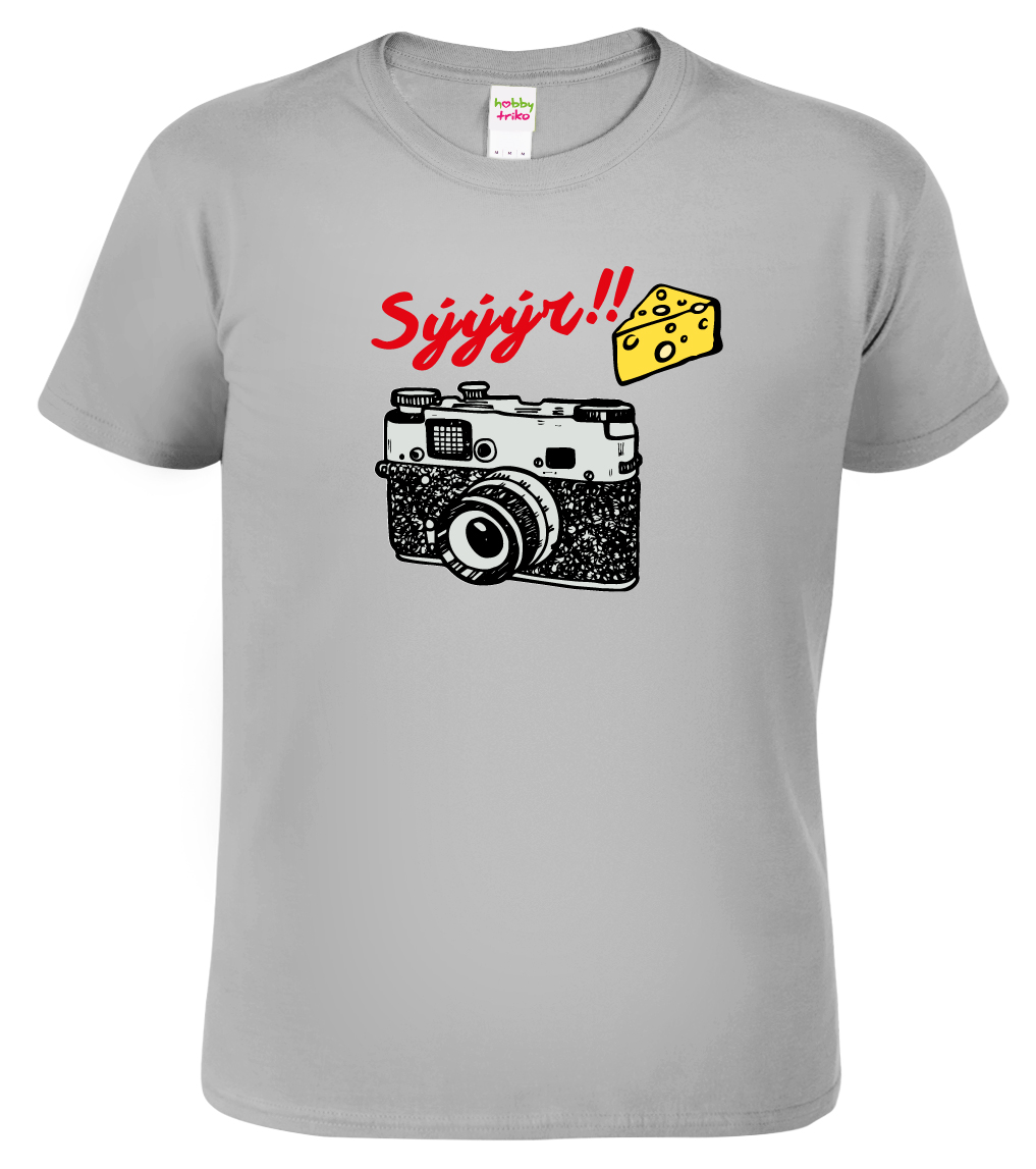 Pánské tričko pro fotografa - Sýýýýr Barva: Světle šedý melír (03), Velikost: L