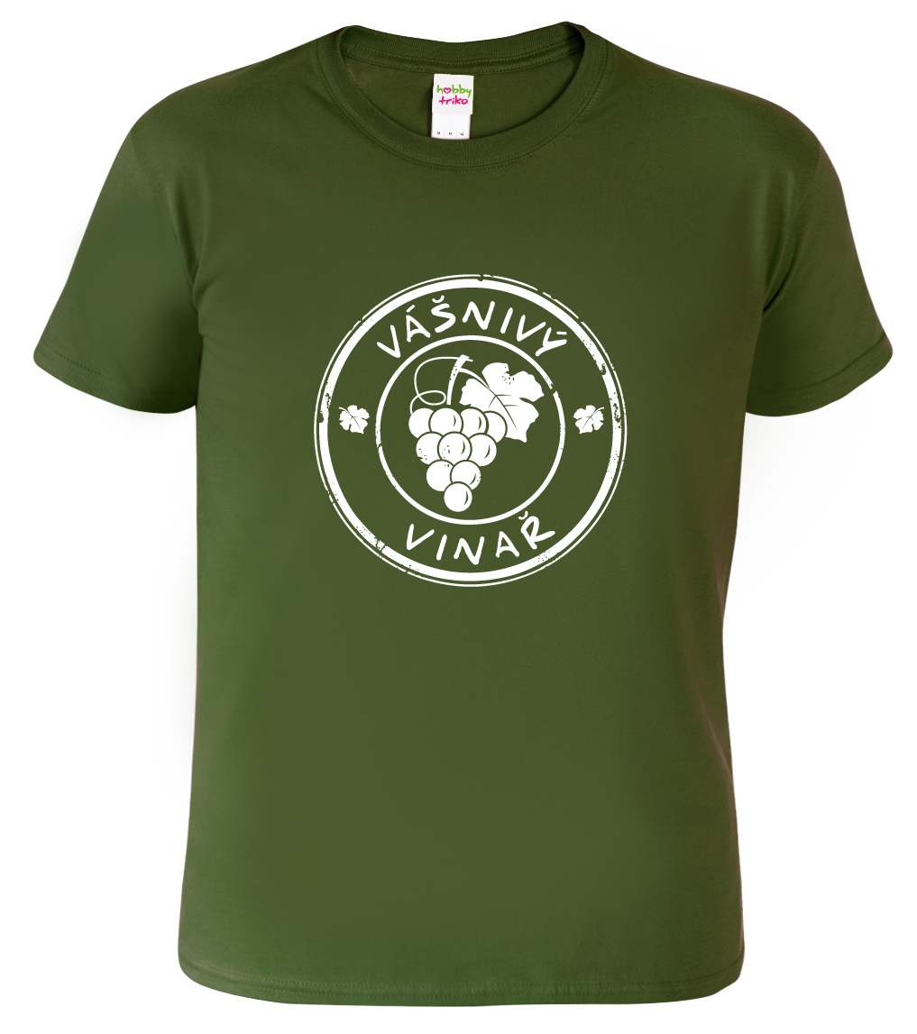 Pánské tričko pro vinaře - Vášnivý vinař Barva: Vojenská zelená (Military Green), Velikost: S