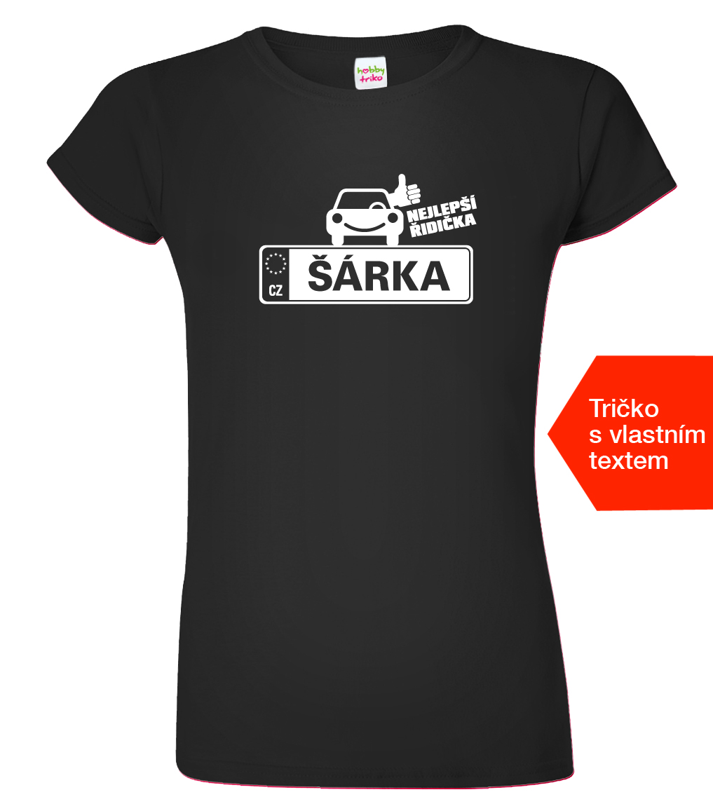 Dámské tričko se jménem - SPZ Barva: Černá (Black), Velikost: 3XL