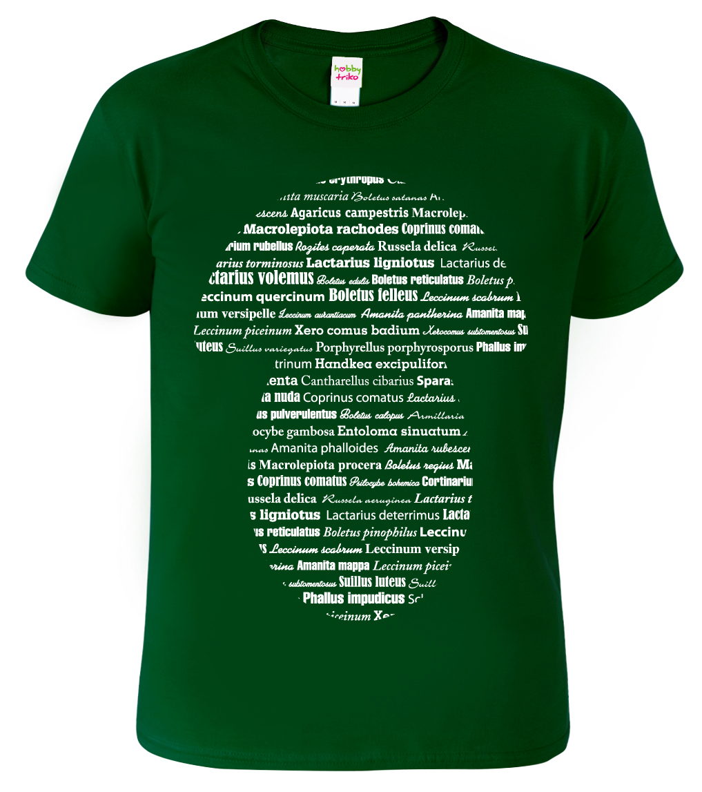 Pánské tričko pro houbaře - Latinské názvy hub Barva: Lahvově zelená (06), Velikost: XL