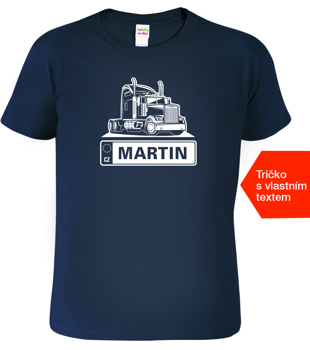 Pánské tričko pro kamioňáka - Jmenovka SPZ Barva: Námořní modrá (02), Velikost: 4XL