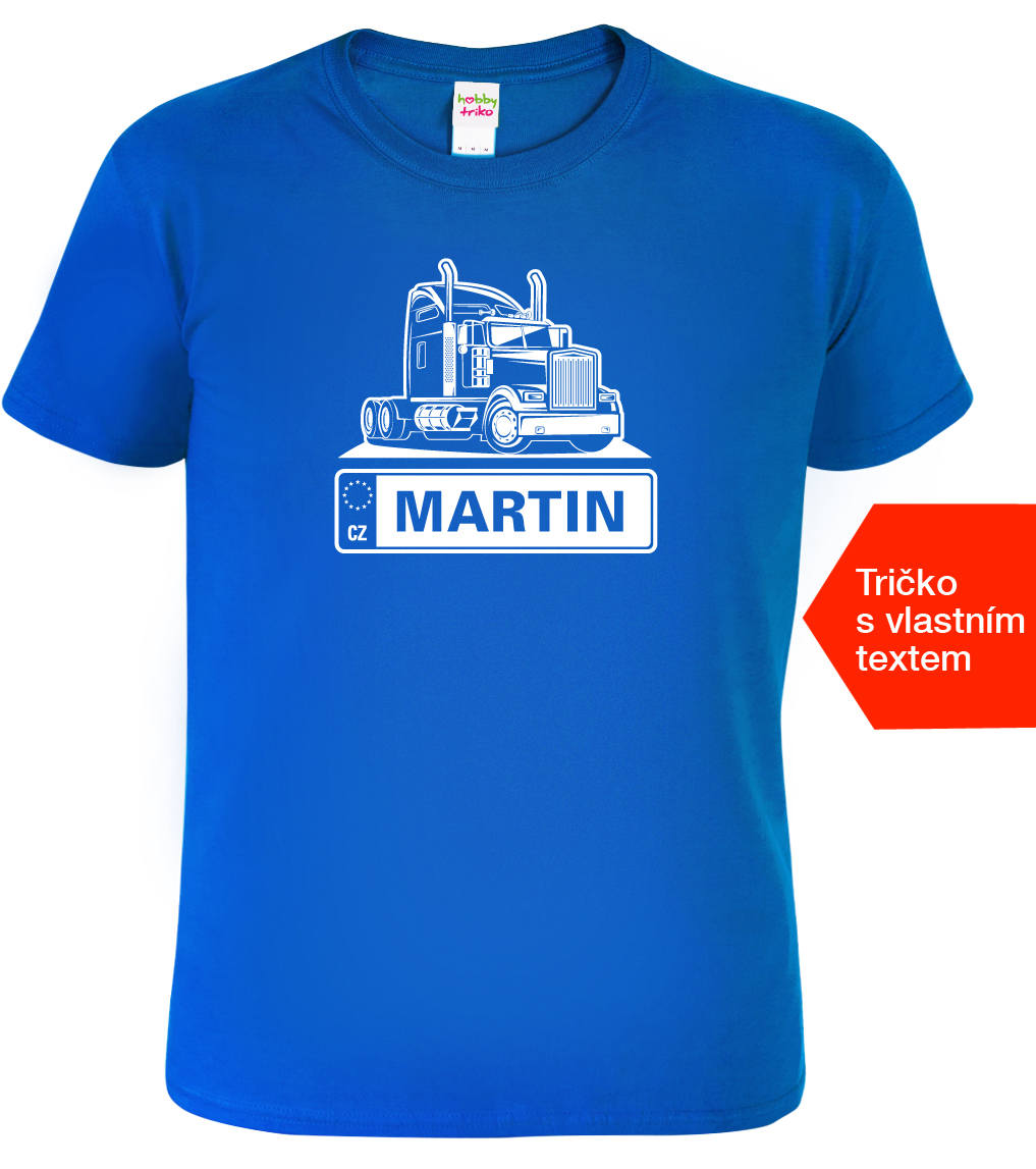 Pánské tričko pro kamioňáka - Jmenovka SPZ Barva: Královská modrá (05), Velikost: M