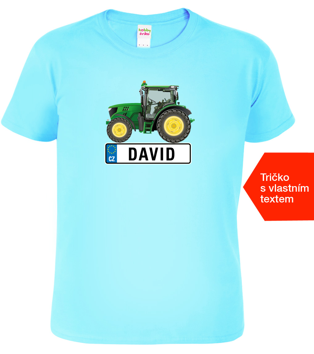 Pánské tričko se jménem - Traktor SPZ Barva: Nebesky modrá (15), Velikost: XL