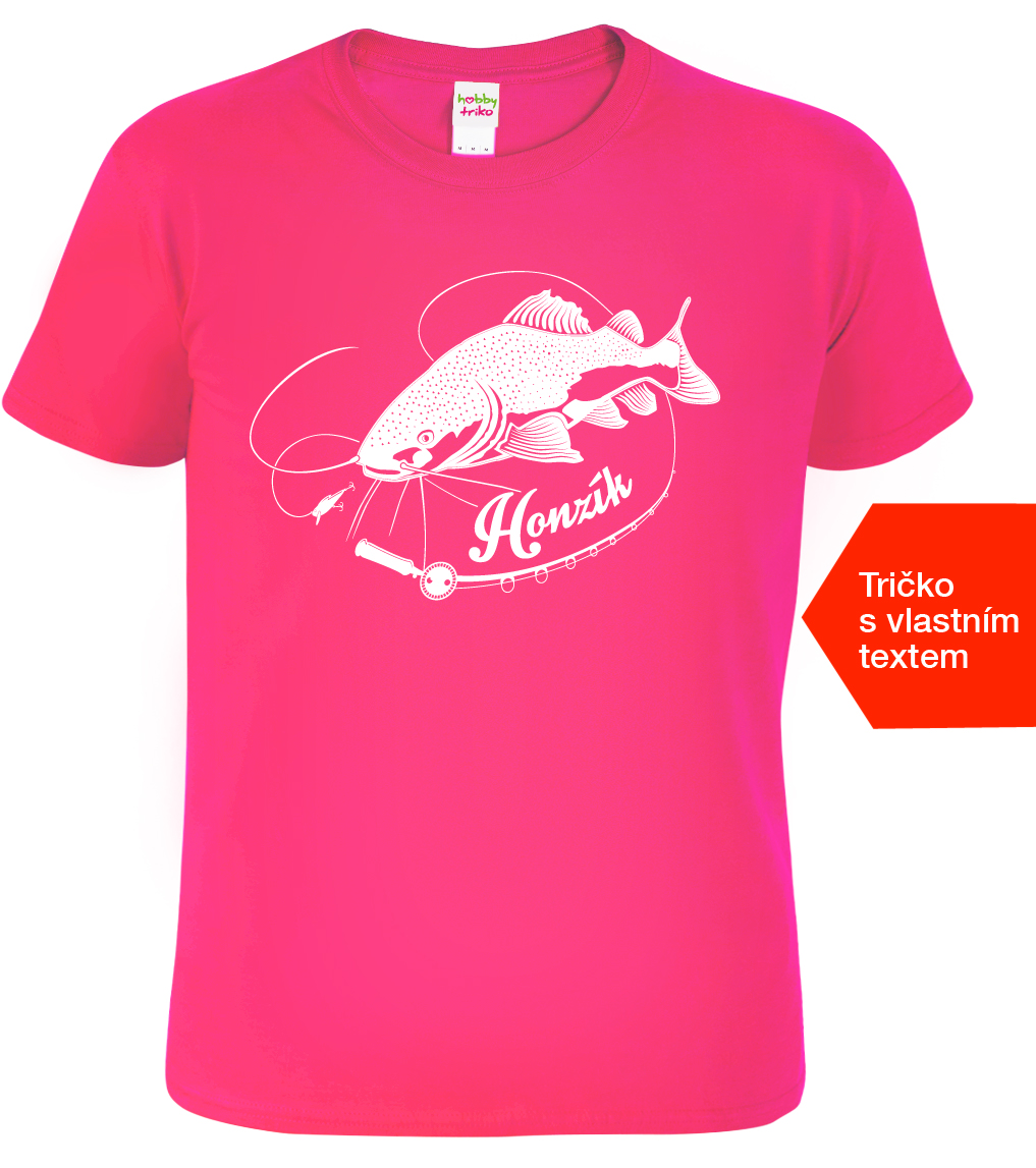 Dětské tričko pro rybáře se jménem - Sumec velký Barva: Malinová (63), Velikost: 10 let / 146 cm