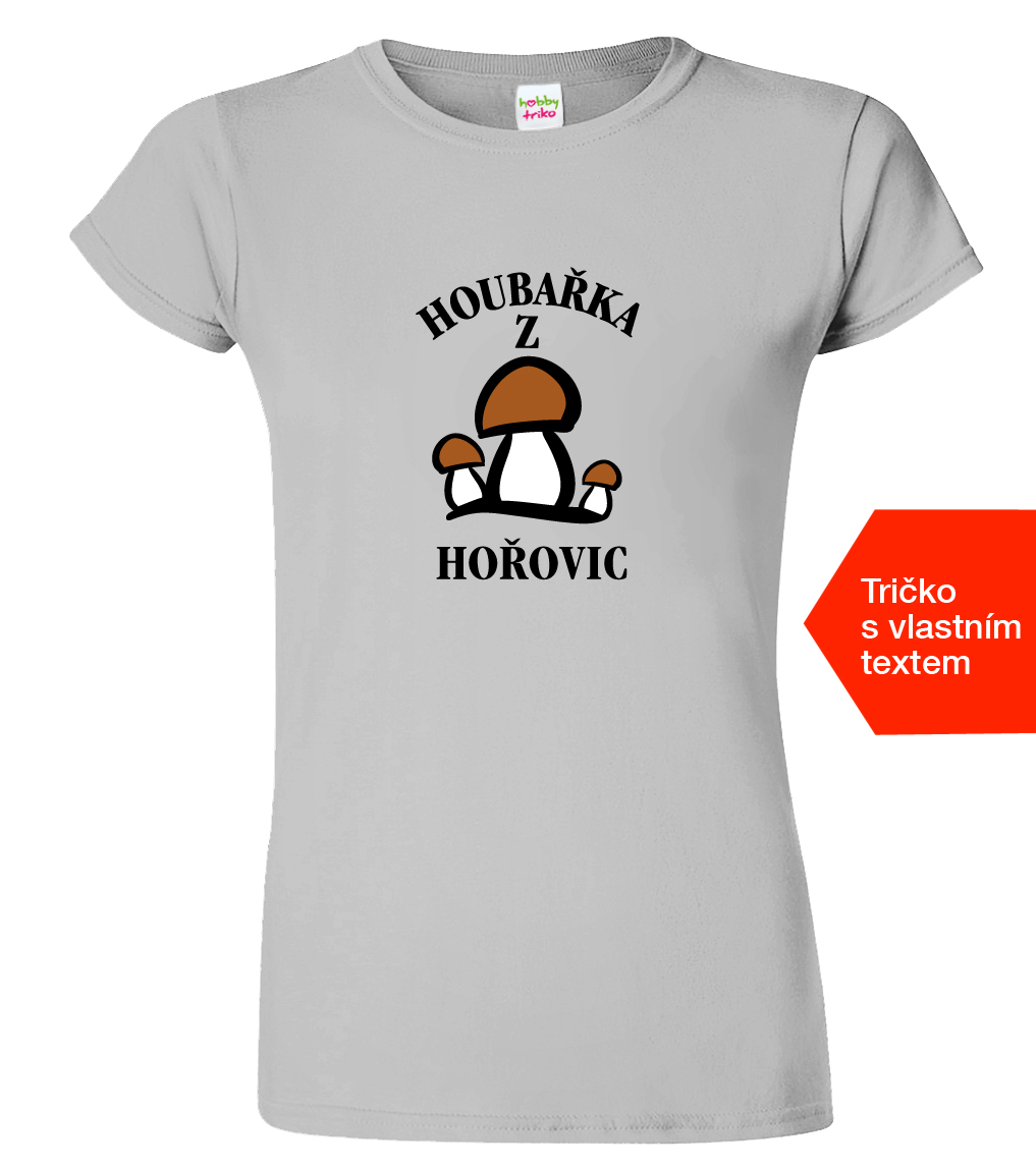 Dámské tričko pro houbaře - Houbařka z Barva: Světle šedý melír (03), Velikost: S