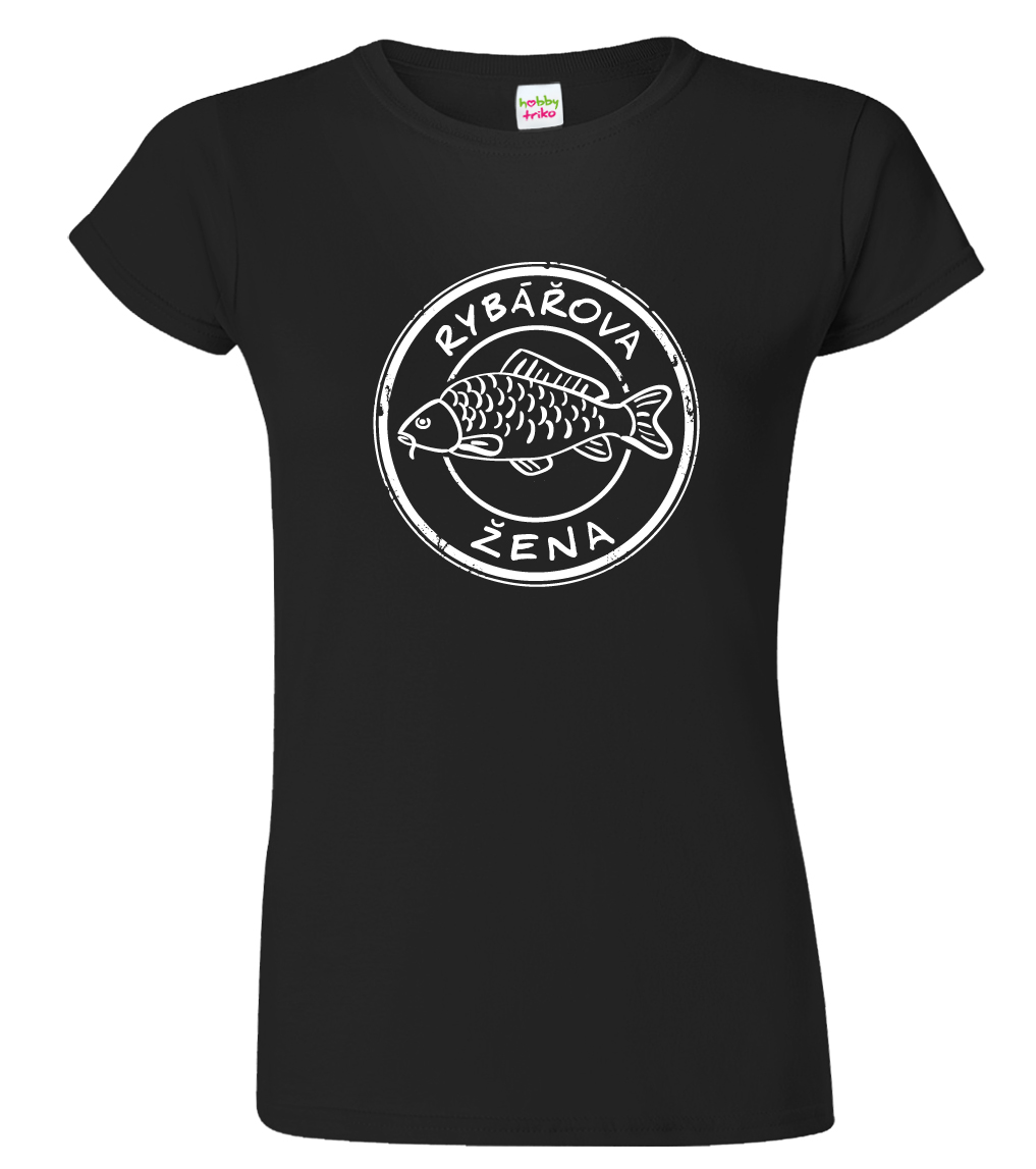 Dámské rybářské tričko - Rybářova žena Barva: Černá (01), Velikost: XL