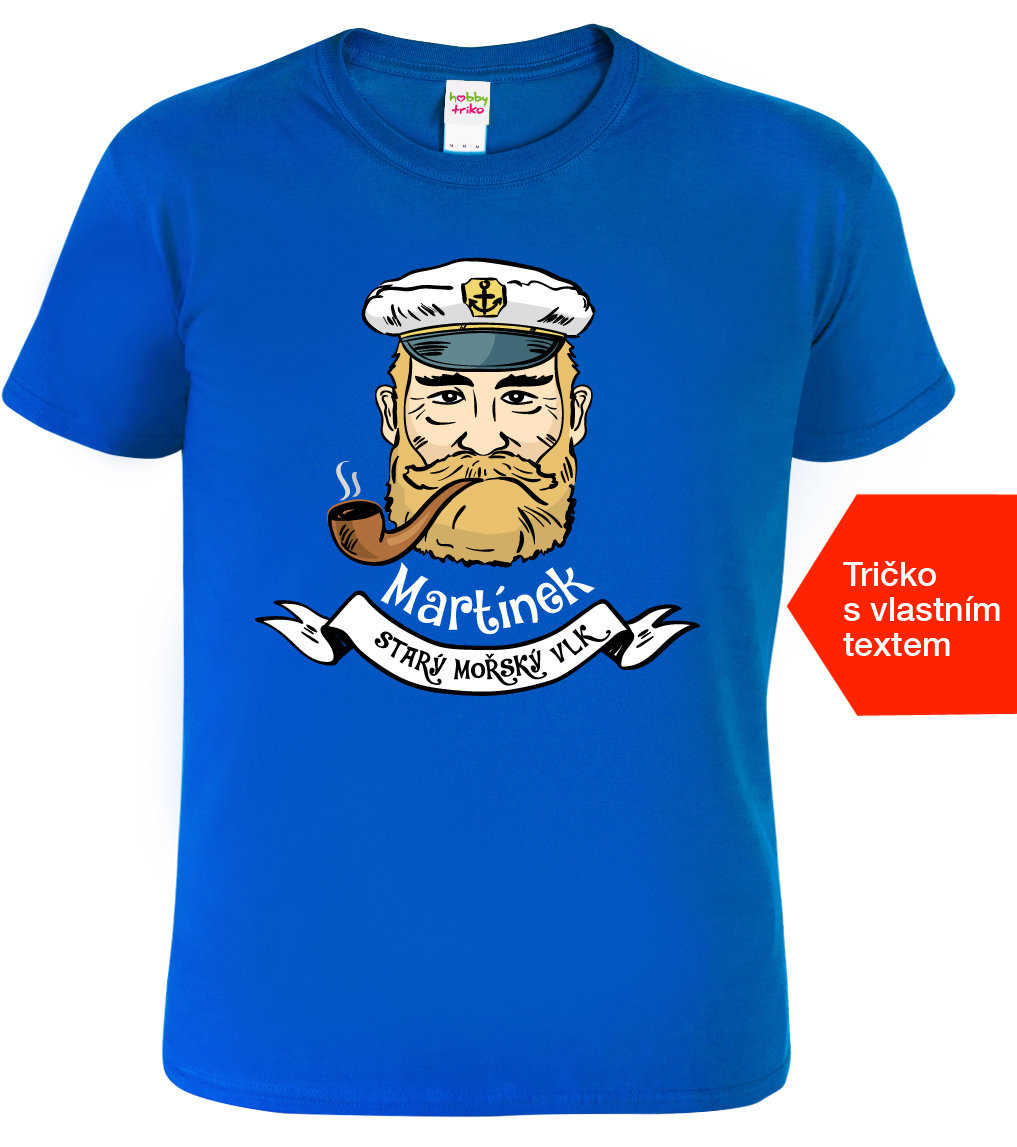 Dětské chlapecké tričko se jménem - Starý mořský vlk Barva: Královská modrá (05), Velikost: 6 let / 122 cm