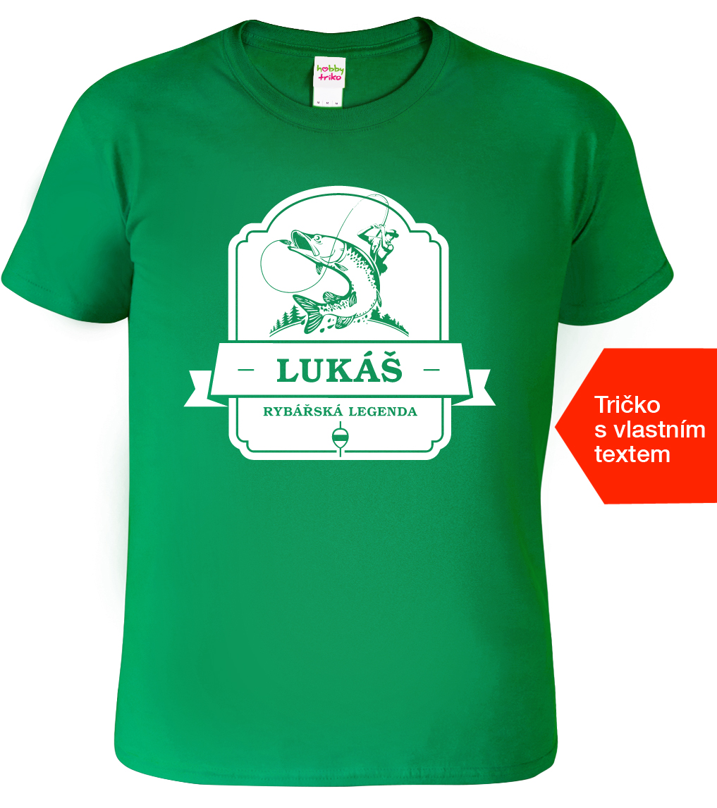 Pánské tričko k svátku - Rybářský emblém Barva: Středně zelená (16), Velikost: L